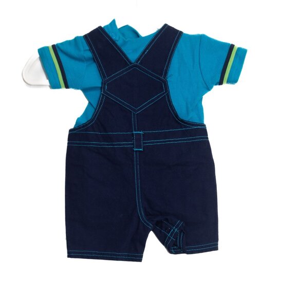 Baby Boys 2-Piece Outfit Set Size 3/6M With Safari Embroidered Overalls & Blue - Picture 5 of 8